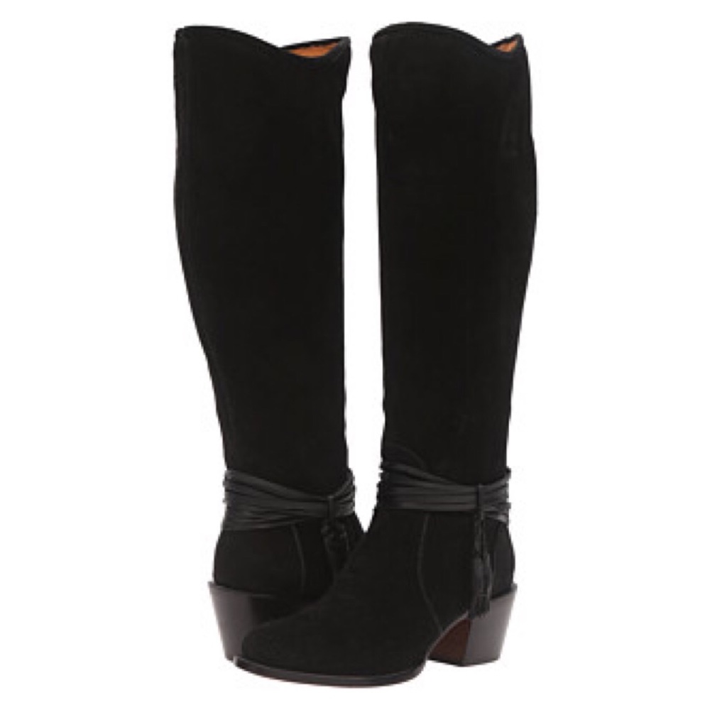 Lucchese black suede Boots with tassels - size 8